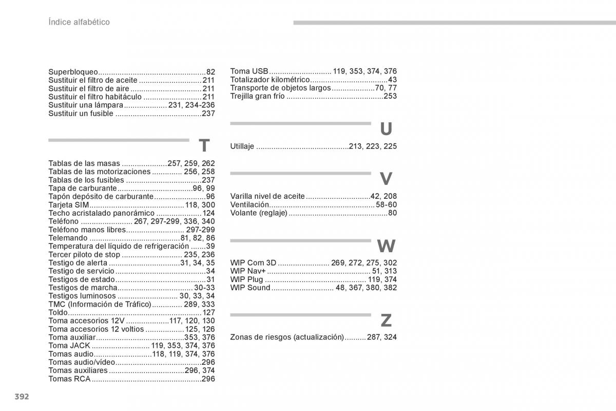 Peugeot 5008 manual del propietario / page 394