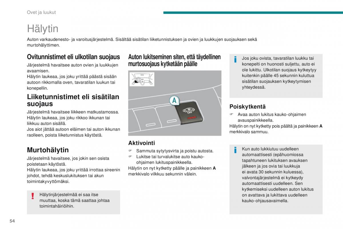 Peugeot 5008 omistajan kasikirja / page 56