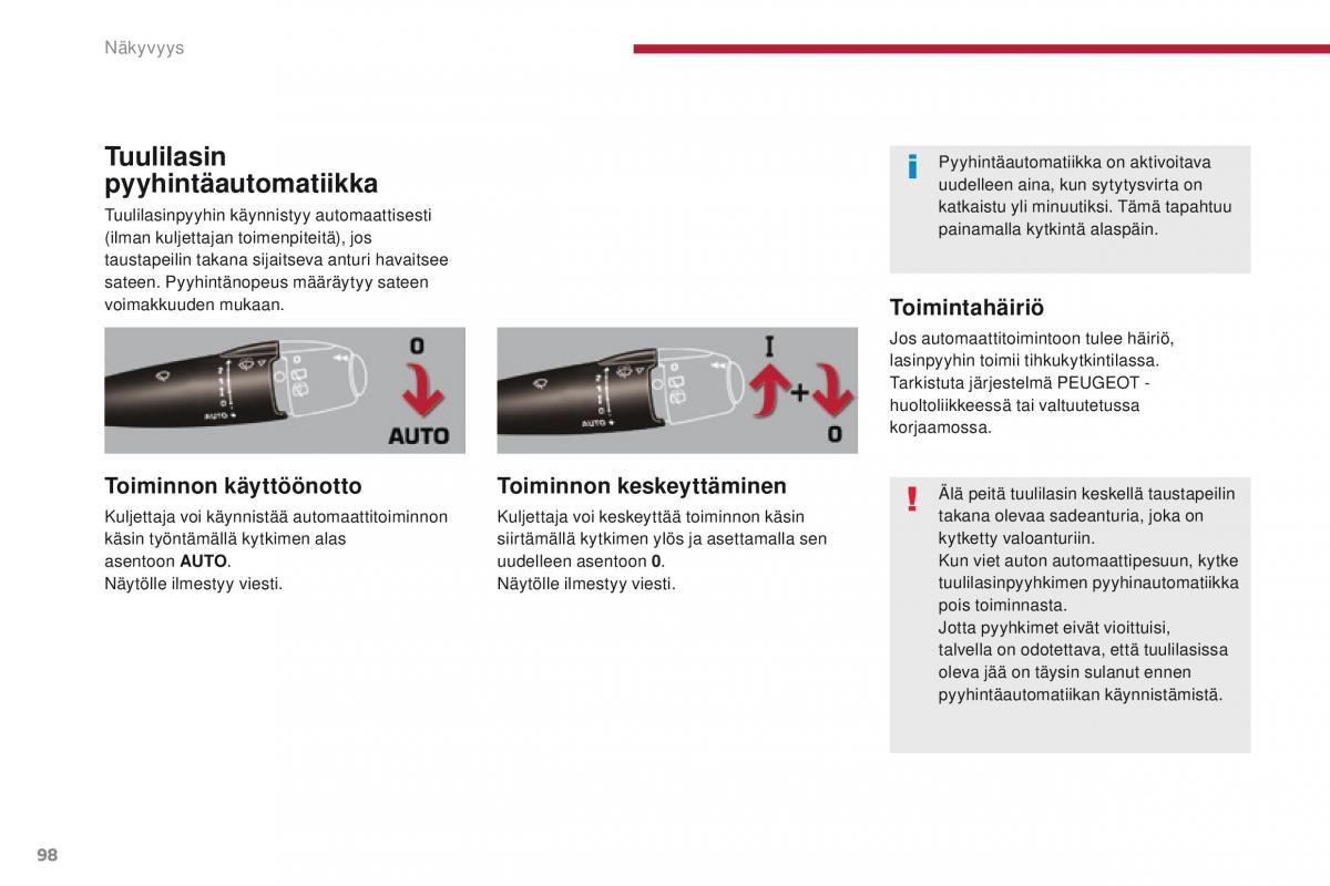 Peugeot 5008 omistajan kasikirja / page 100