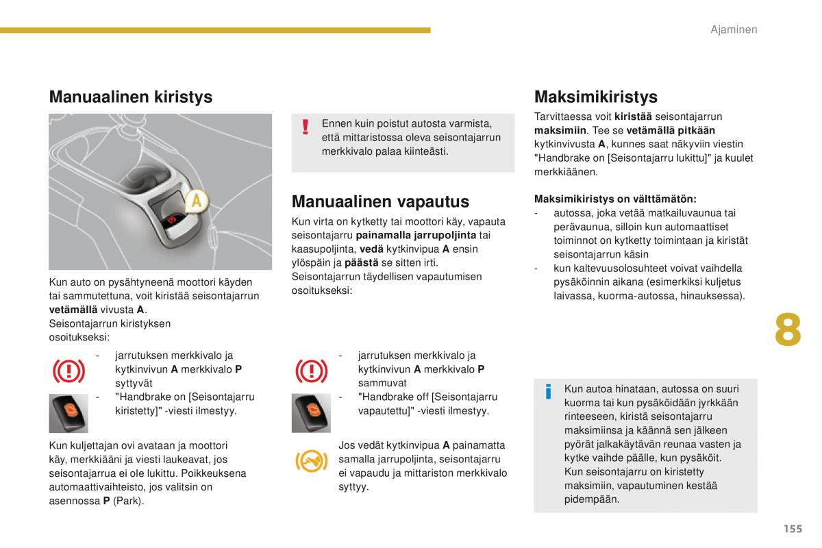 Peugeot 5008 omistajan kasikirja / page 157