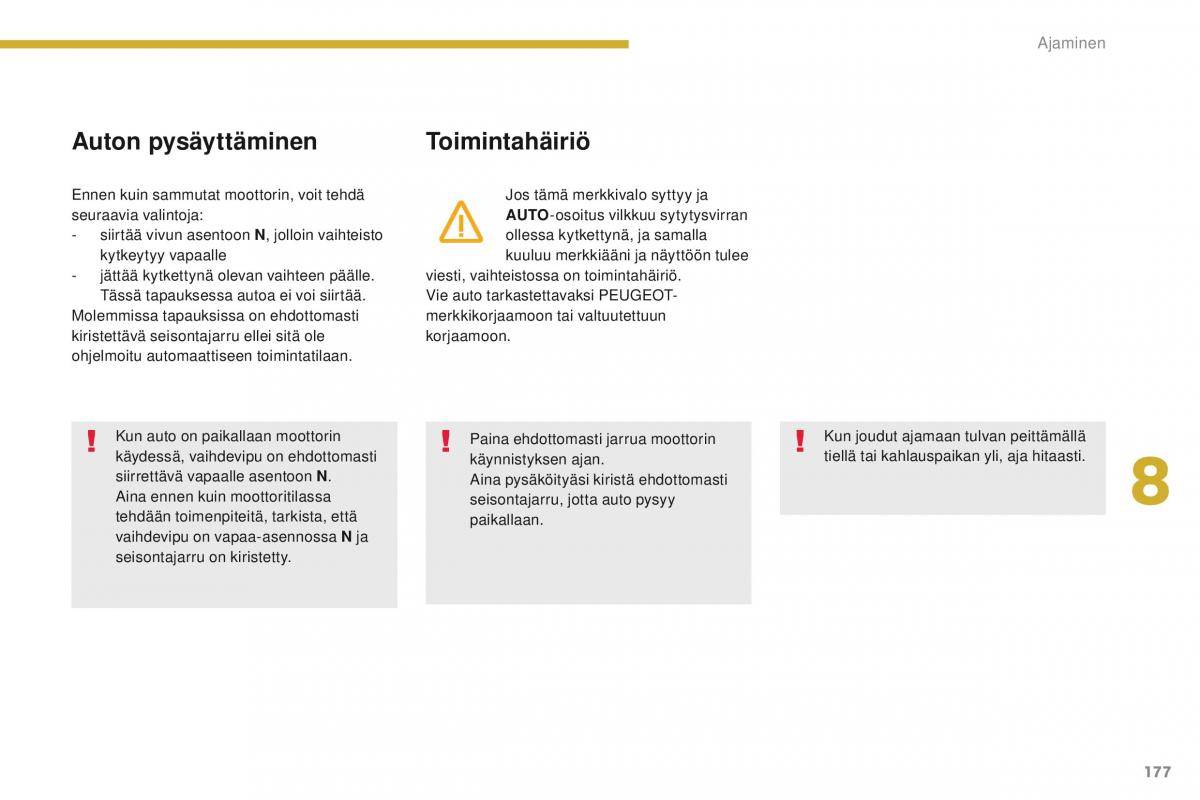Peugeot 5008 omistajan kasikirja / page 179