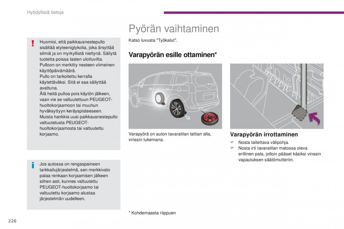 Peugeot 5008 omistajan kasikirja / page 228