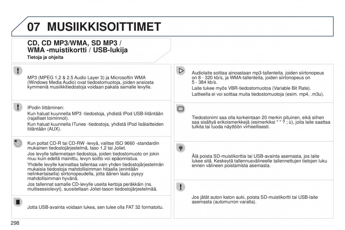 Peugeot 5008 omistajan kasikirja / page 300