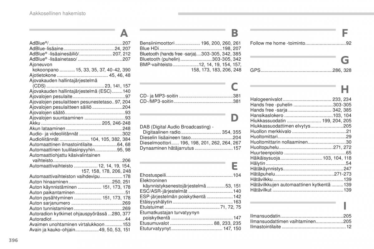 Peugeot 5008 omistajan kasikirja / page 398