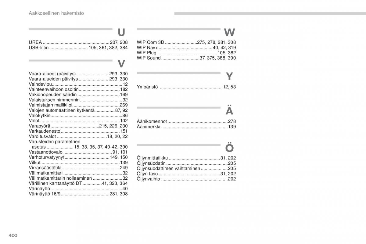 Peugeot 5008 omistajan kasikirja / page 402