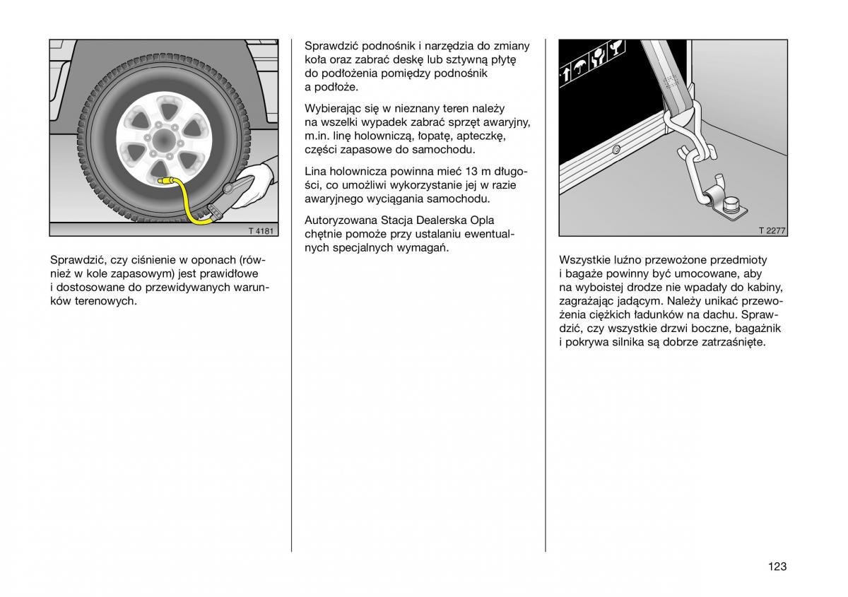 Opel Frontera B Isuzu Wizard Vauxhall Holden instrukcja obslugi instrukcja obslugi / page 123