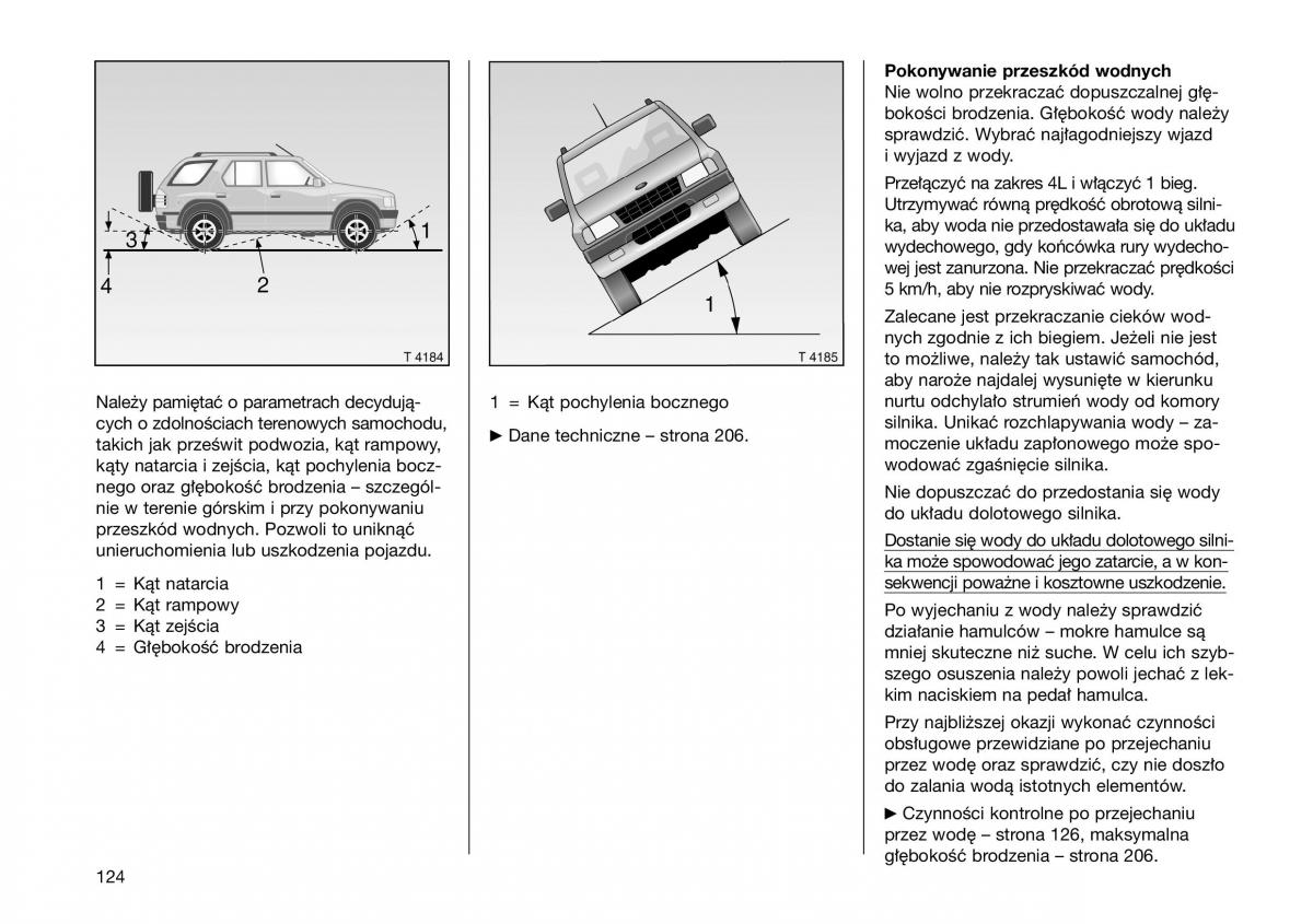 Opel Frontera B Isuzu Wizard Vauxhall Holden instrukcja obslugi instrukcja obslugi / page 124