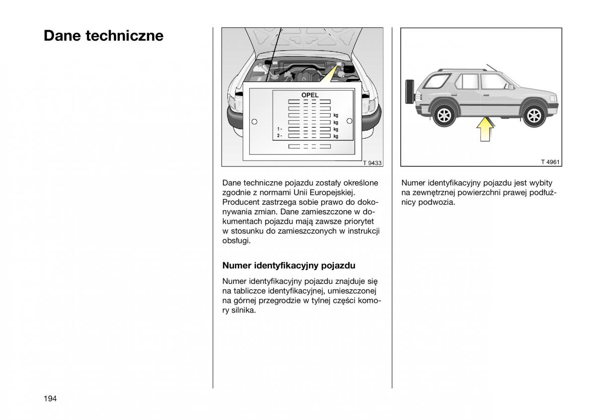 Opel Frontera B Isuzu Wizard Vauxhall Holden instrukcja obslugi instrukcja obslugi / page 194