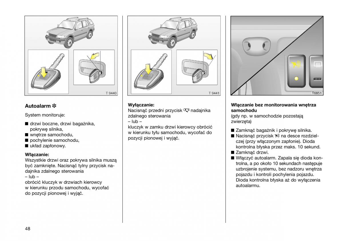 Opel Frontera B Isuzu Wizard Vauxhall Holden instrukcja obslugi instrukcja obslugi / page 48