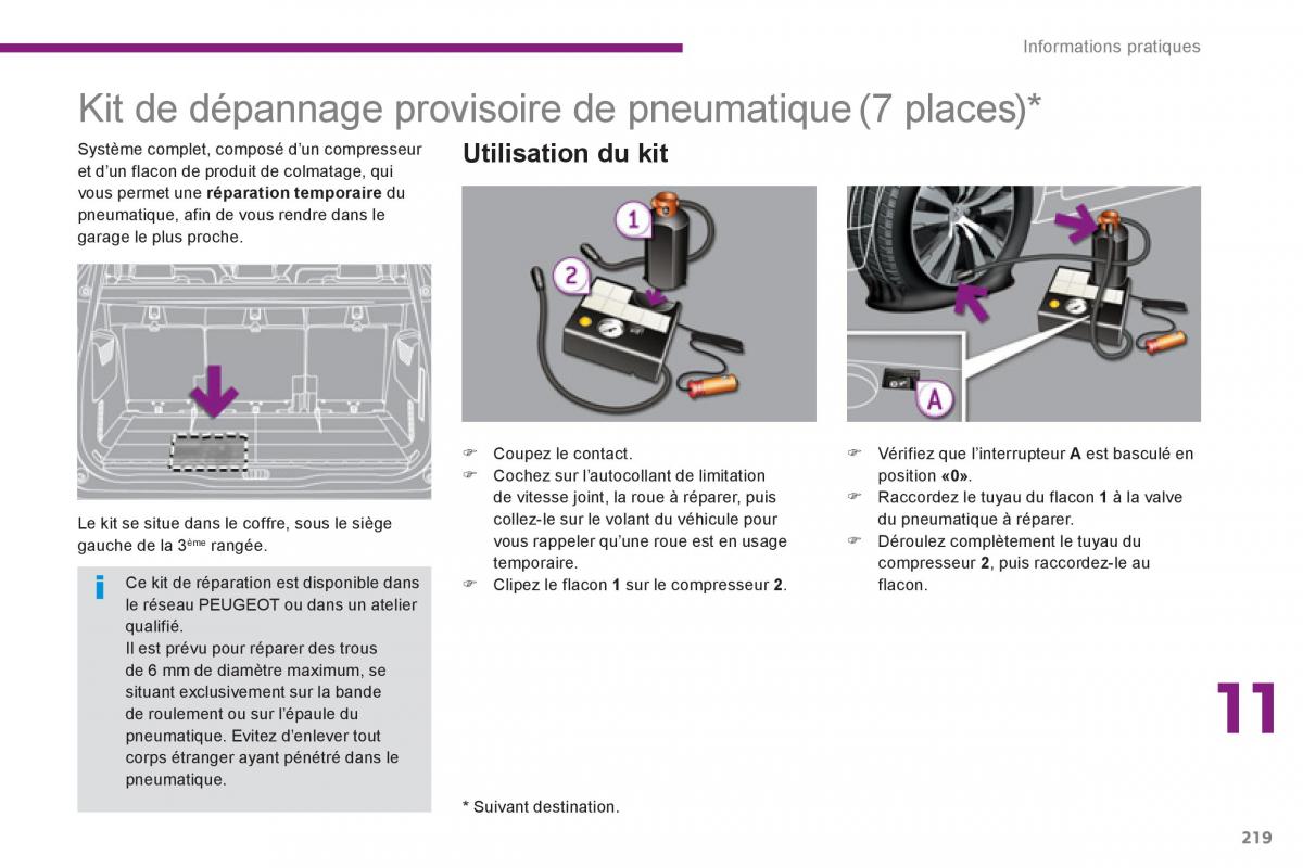 Peugeot 5008 manuel du proprietaire / page 221