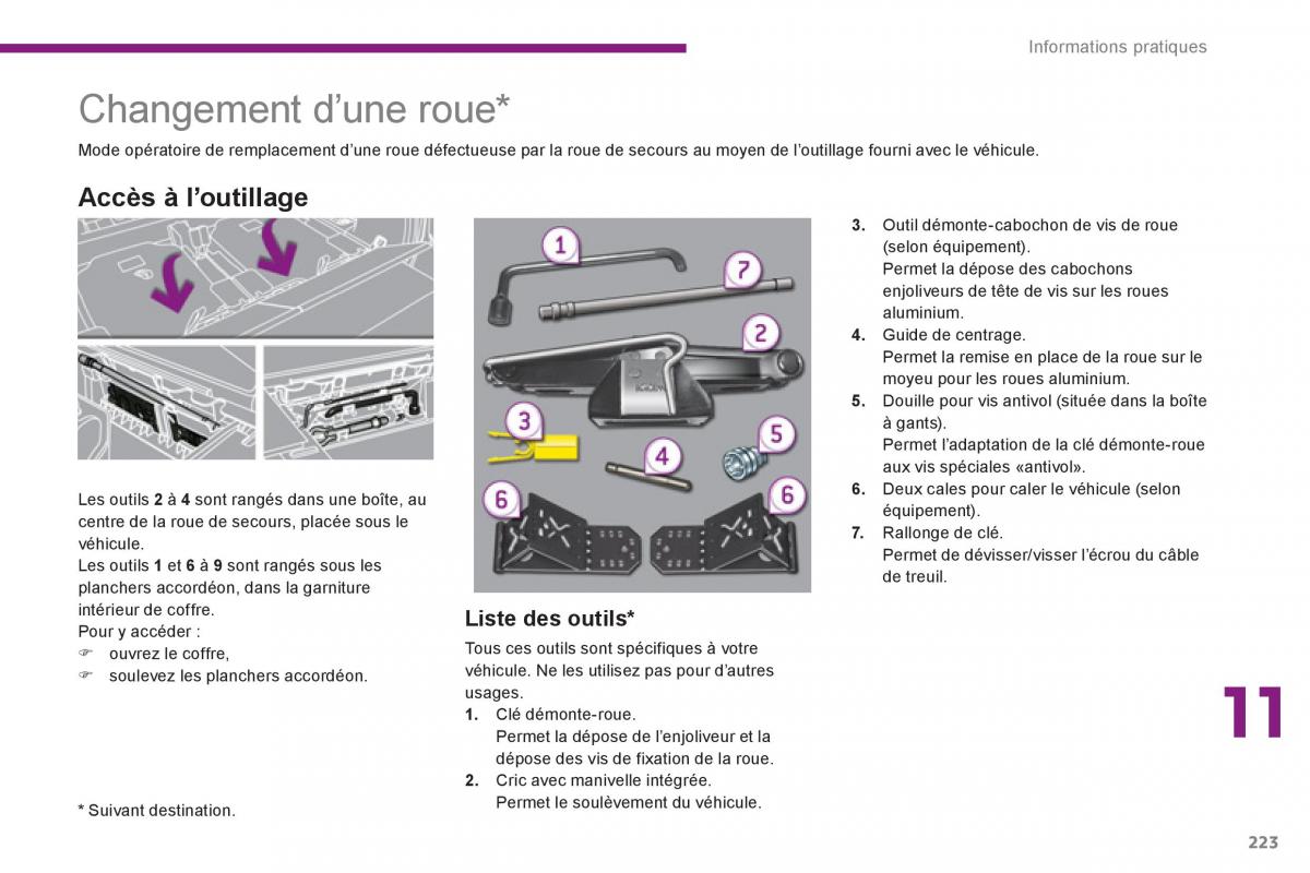 Peugeot 5008 manuel du proprietaire / page 225