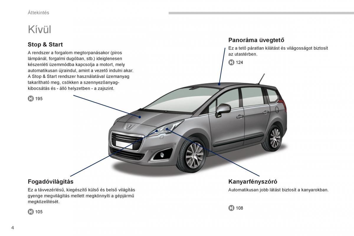 Peugeot 5008 Kezelesi utmutato / page 6