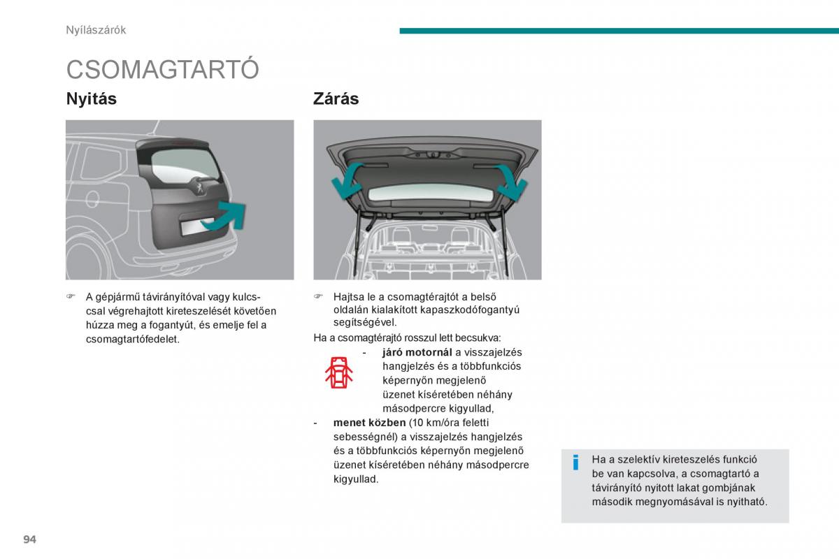 Peugeot 5008 Kezelesi utmutato / page 96