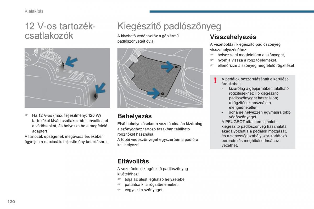 Peugeot 5008 Kezelesi utmutato / page 122