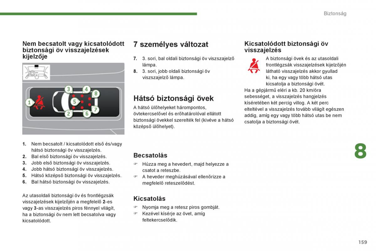 Peugeot 5008 Kezelesi utmutato / page 161