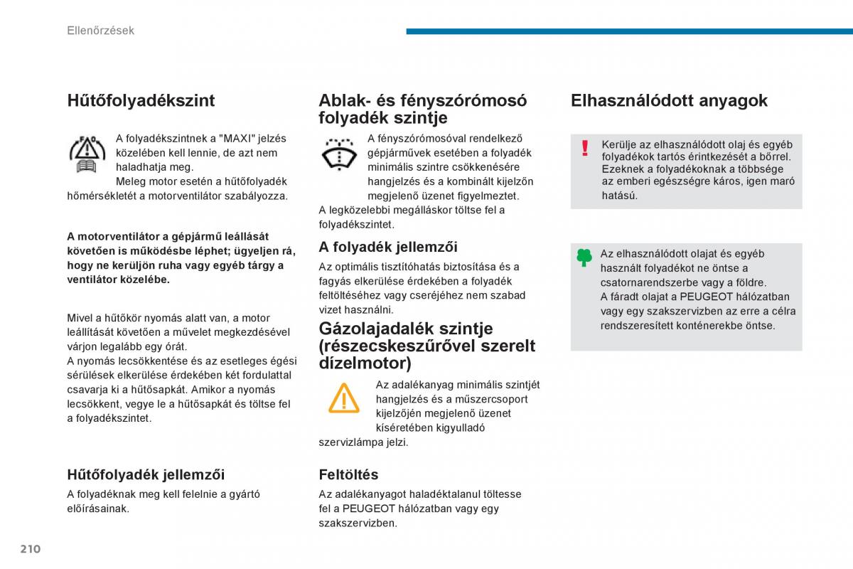 Peugeot 5008 Kezelesi utmutato / page 212