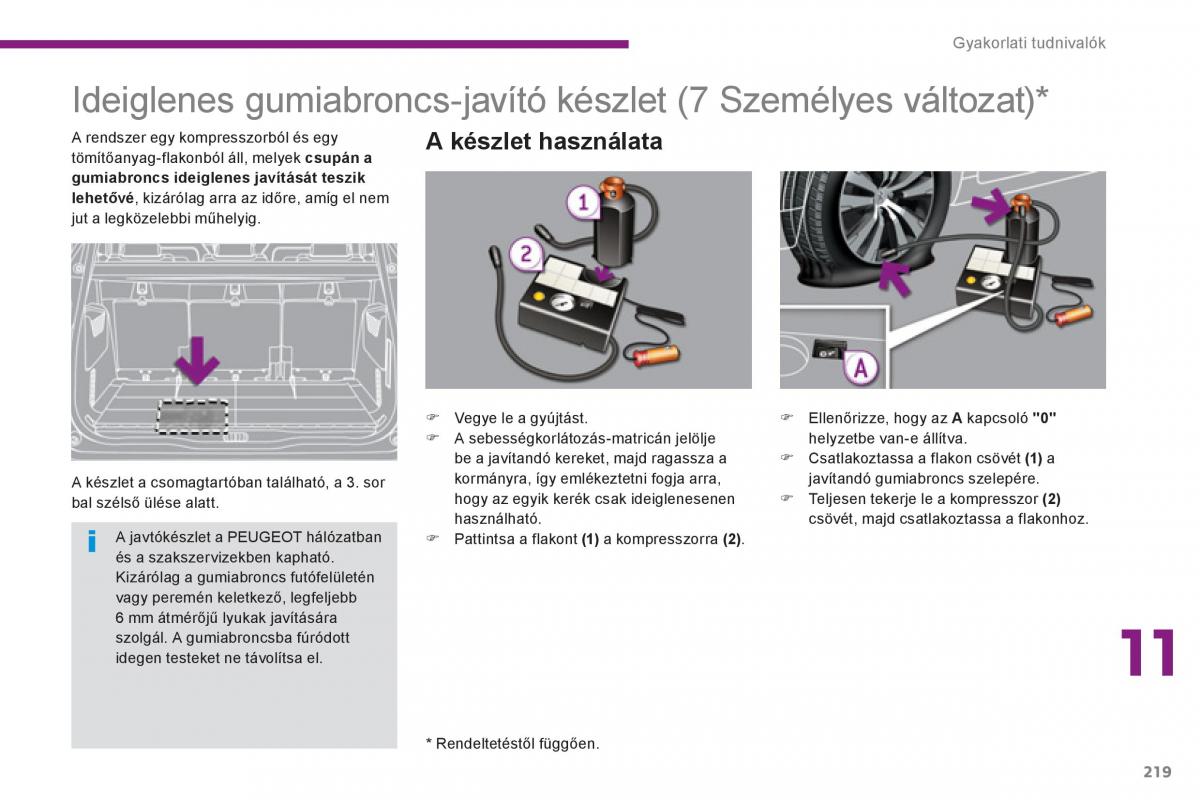 Peugeot 5008 Kezelesi utmutato / page 221