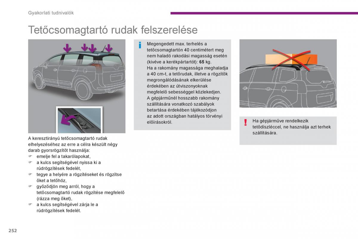 Peugeot 5008 Kezelesi utmutato / page 254