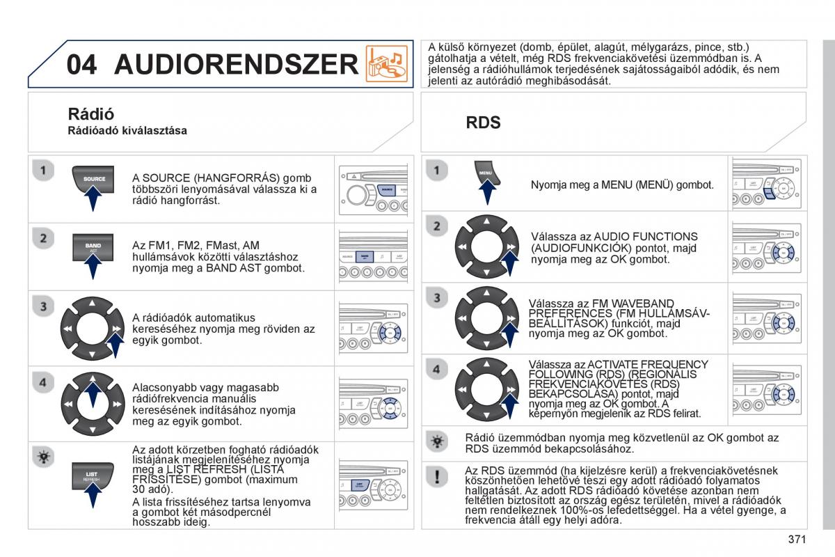 Peugeot 5008 Kezelesi utmutato / page 373