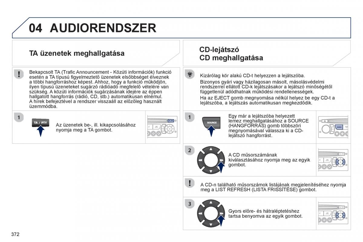 Peugeot 5008 Kezelesi utmutato / page 374