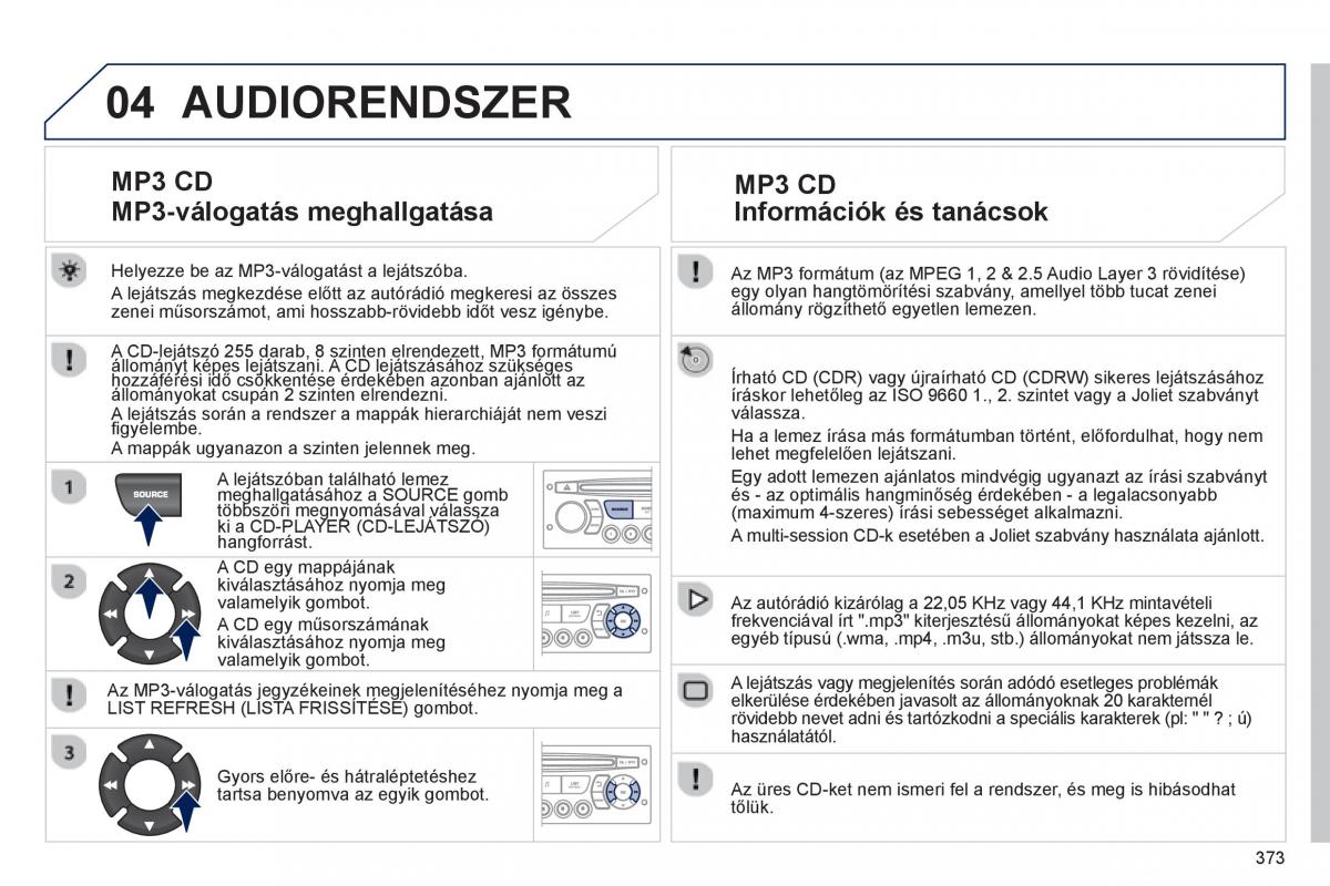 Peugeot 5008 Kezelesi utmutato / page 375