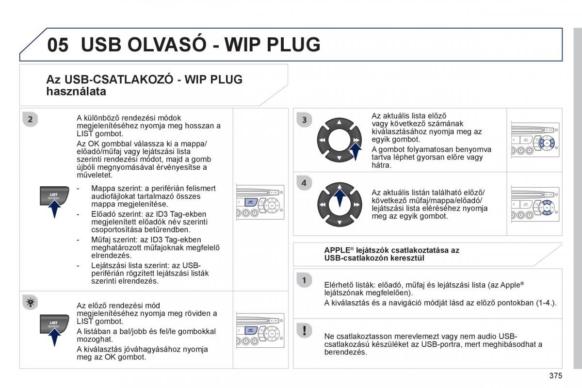 Peugeot 5008 Kezelesi utmutato / page 377