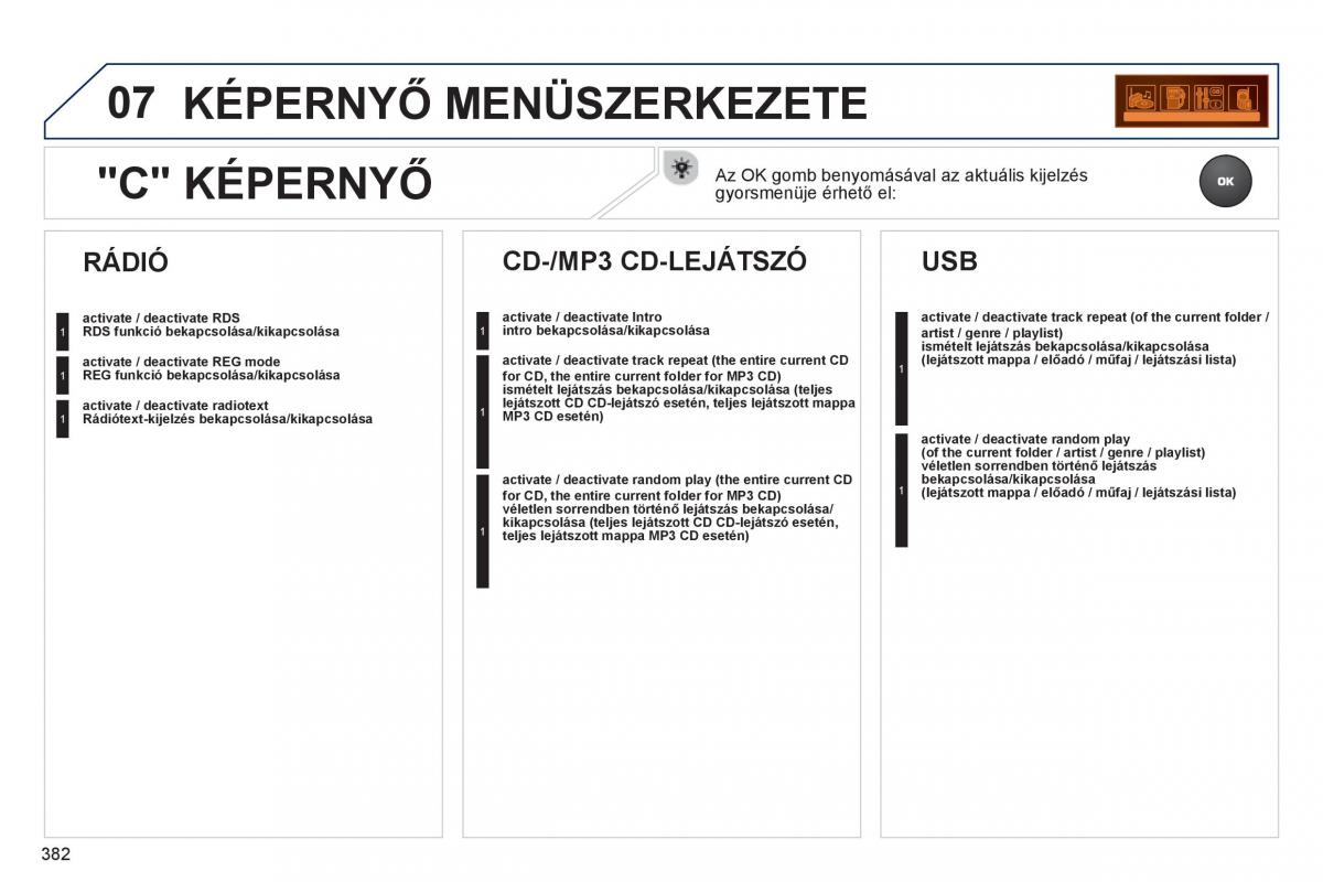 Peugeot 5008 Kezelesi utmutato / page 384