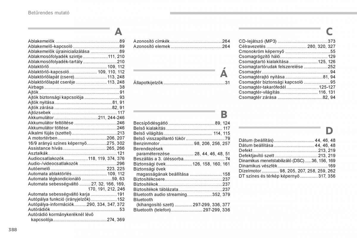 Peugeot 5008 Kezelesi utmutato / page 390