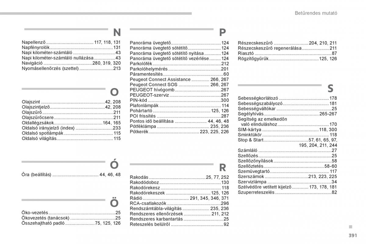 Peugeot 5008 Kezelesi utmutato / page 393