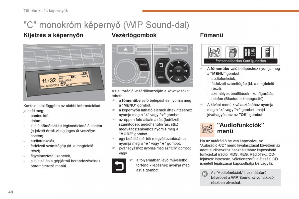 Peugeot 5008 Kezelesi utmutato / page 50