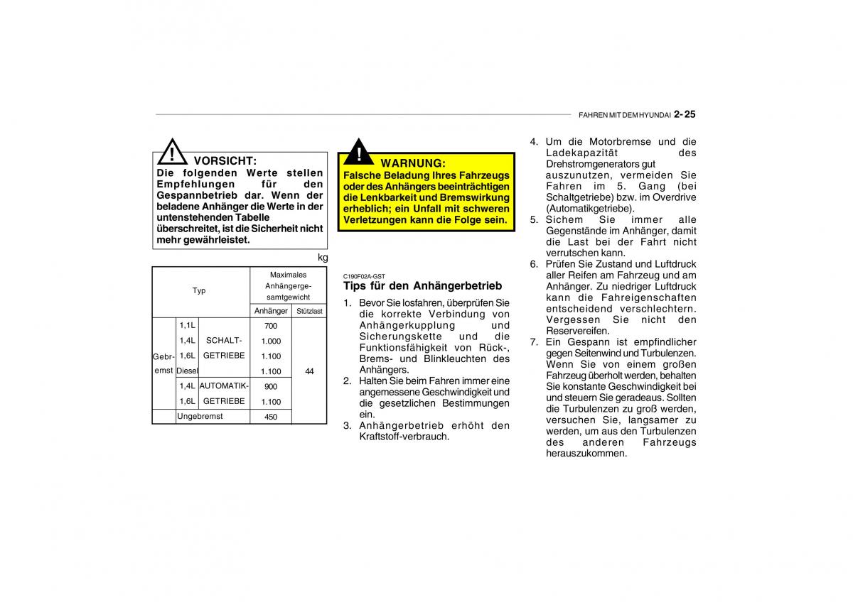 Hyundai Getz Handbuch / page 142