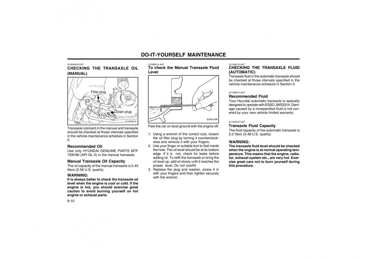 Bedienungsanleitung Hyundai Atos owners manual / page 105