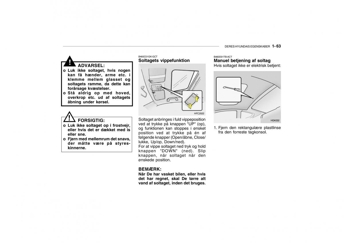 Hyundai Getz Bilens instruktionsbog / page 72