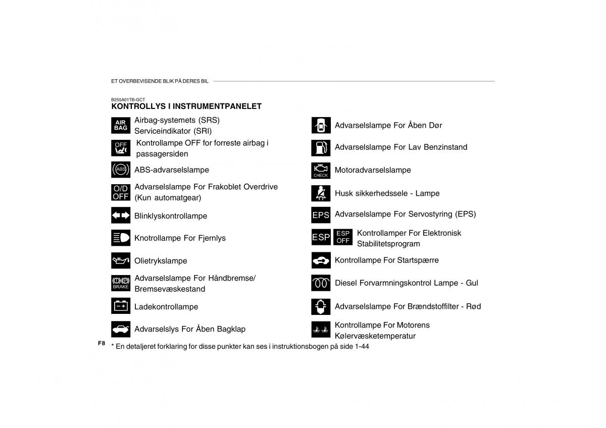 Hyundai Getz Bilens instruktionsbog / page 8