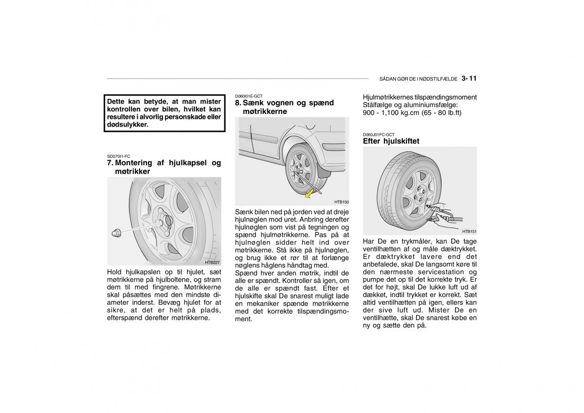 Hyundai Getz Bilens instruktionsbog / page 134