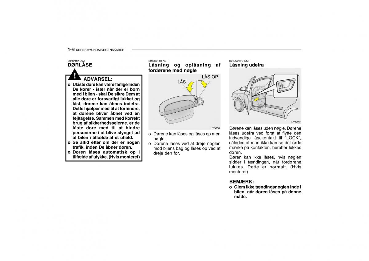 Hyundai Getz Bilens instruktionsbog / page 15