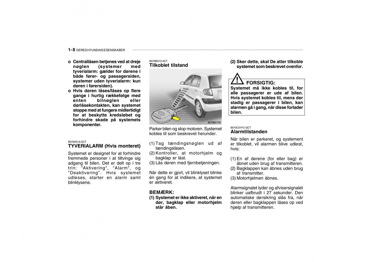 Hyundai Getz Bilens instruktionsbog / page 17