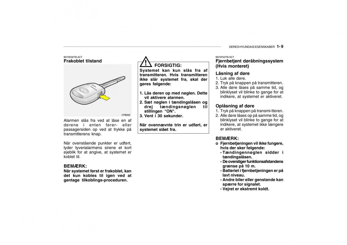 Hyundai Getz Bilens instruktionsbog / page 18