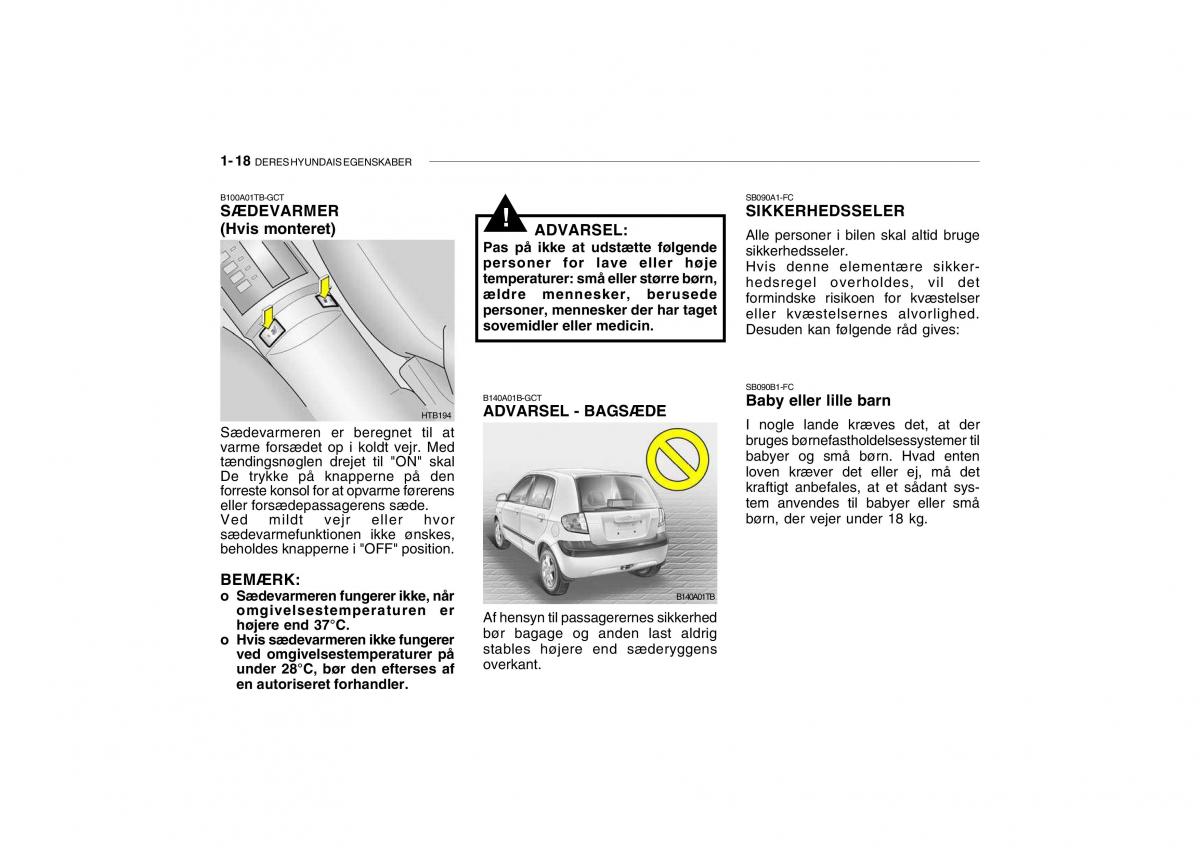 Hyundai Getz Bilens instruktionsbog / page 27