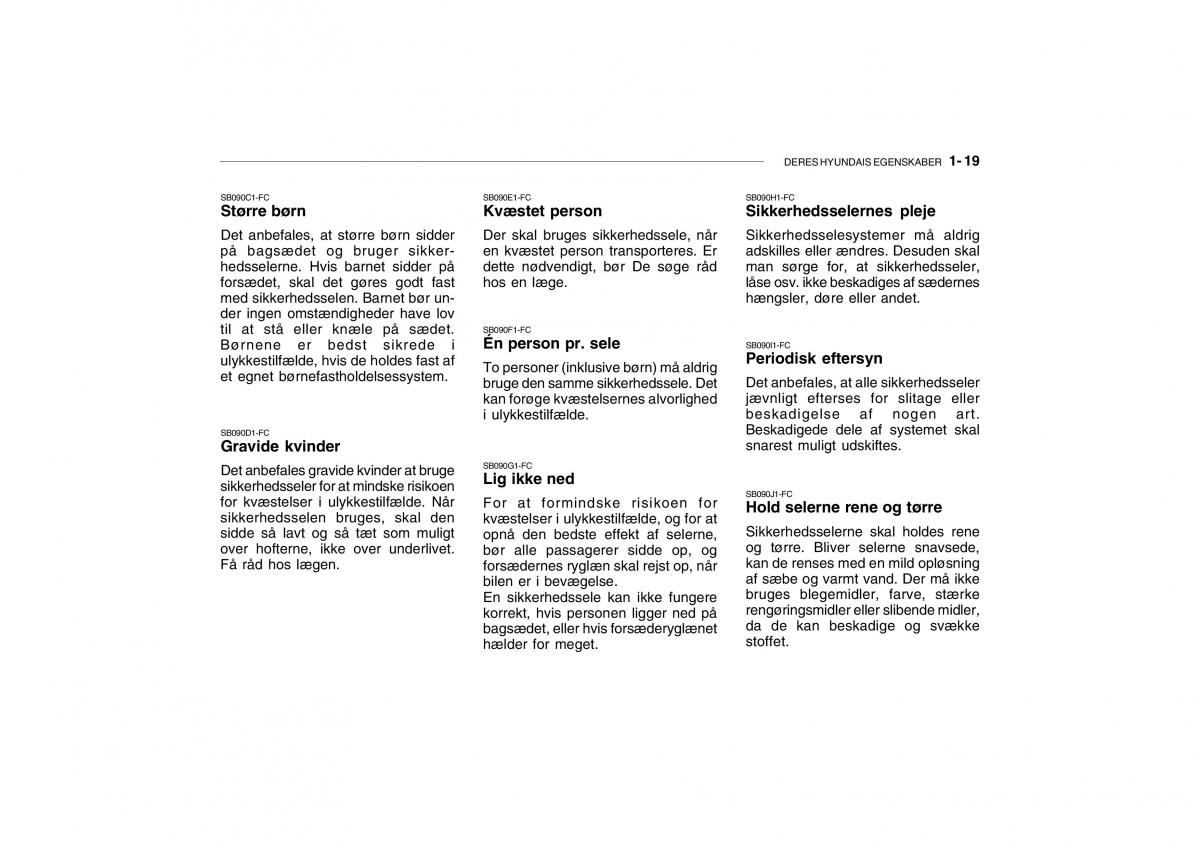 Hyundai Getz Bilens instruktionsbog / page 28