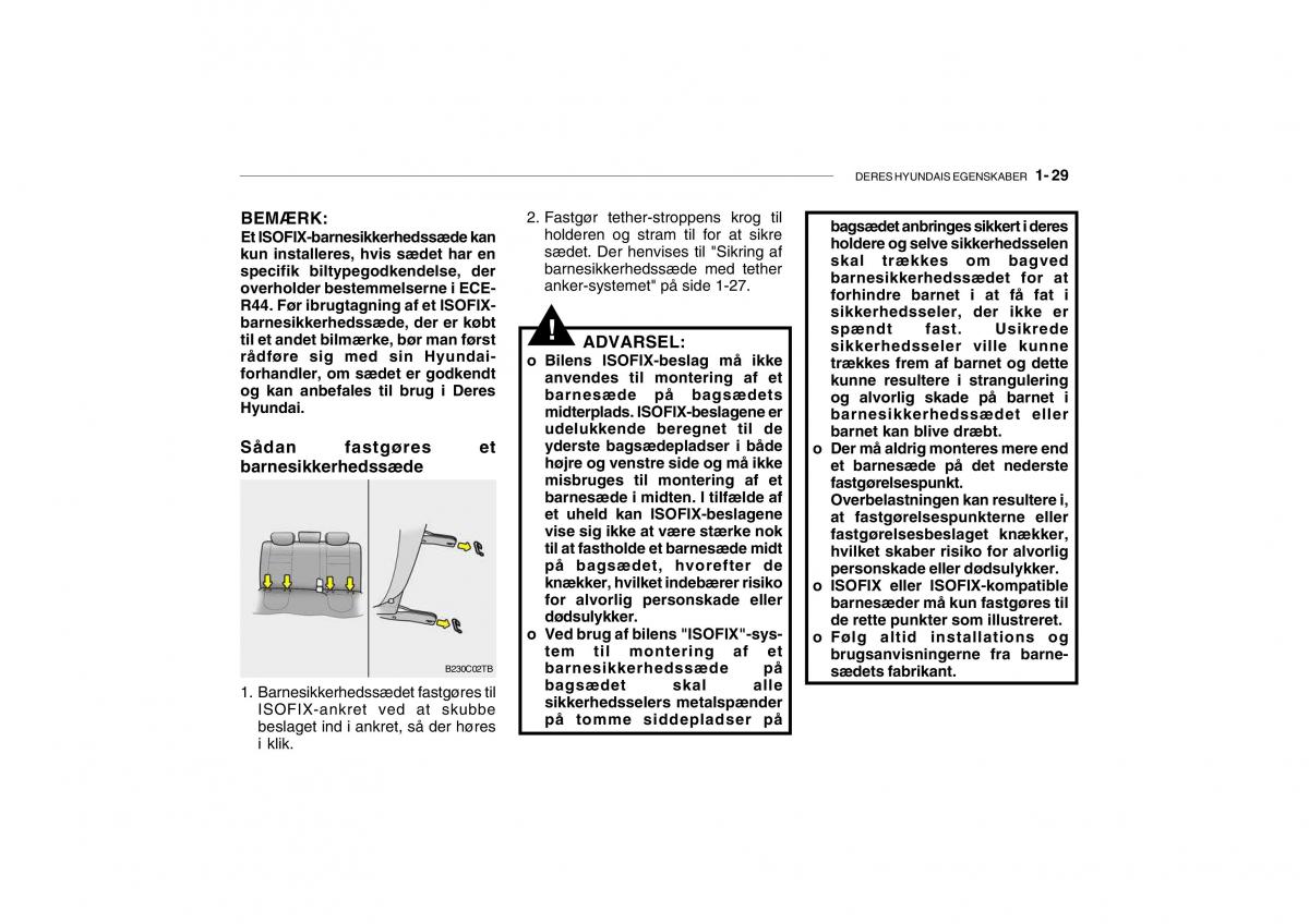 Hyundai Getz Bilens instruktionsbog / page 38