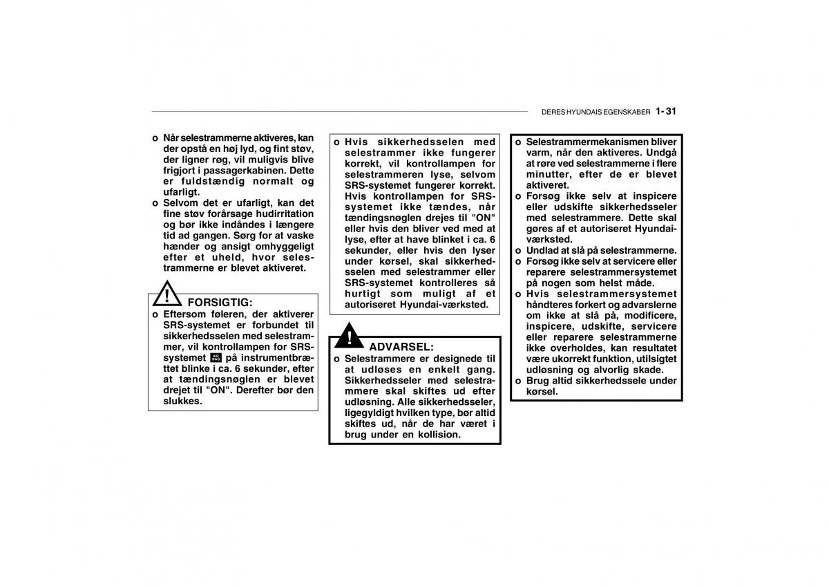 Hyundai Getz Bilens instruktionsbog / page 40