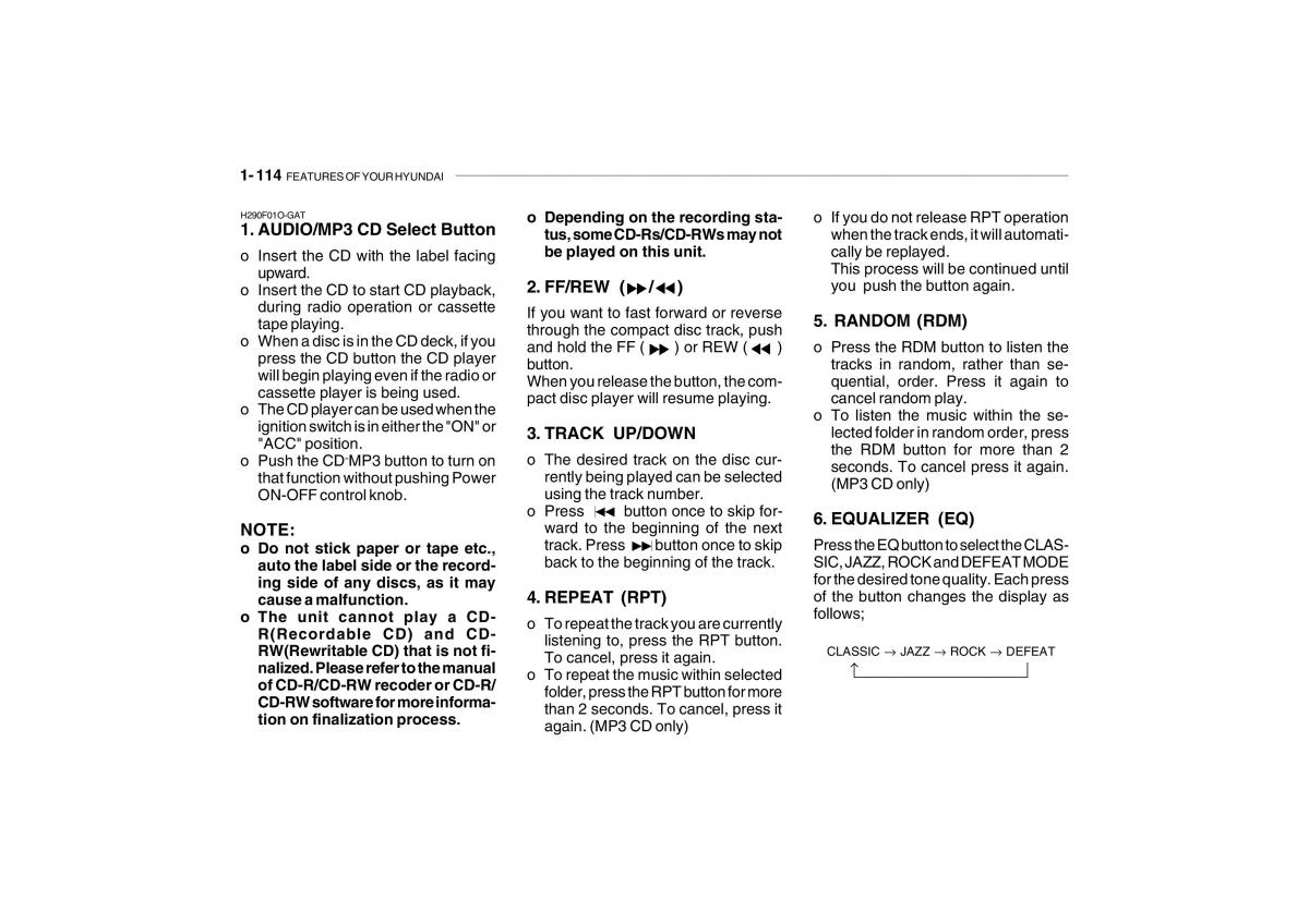 Hyundai Getz owners manual / page 126