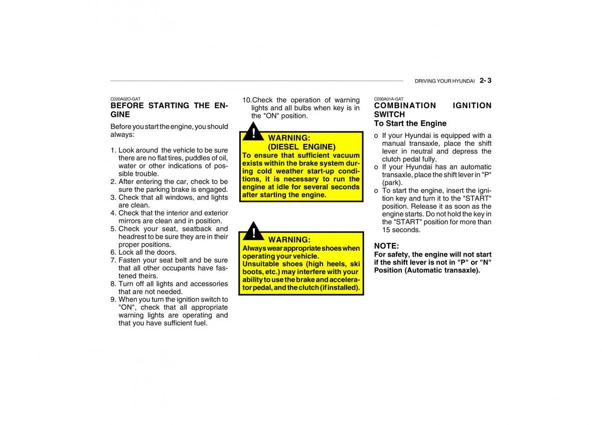 Hyundai Getz owners manual / page 143