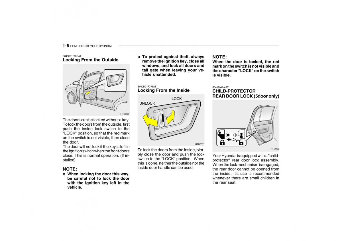 Hyundai Getz owners manual / page 20