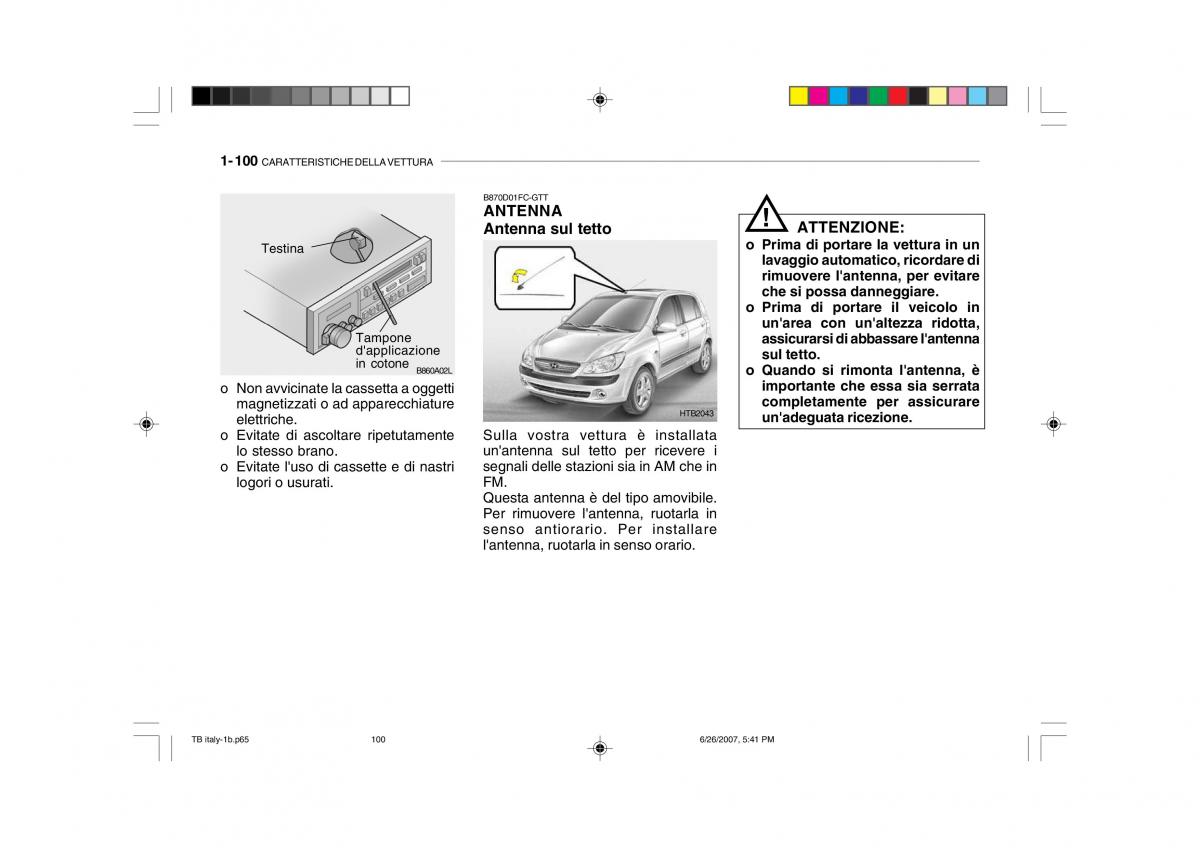 Hyundai Getz manuale del proprietario / page 110