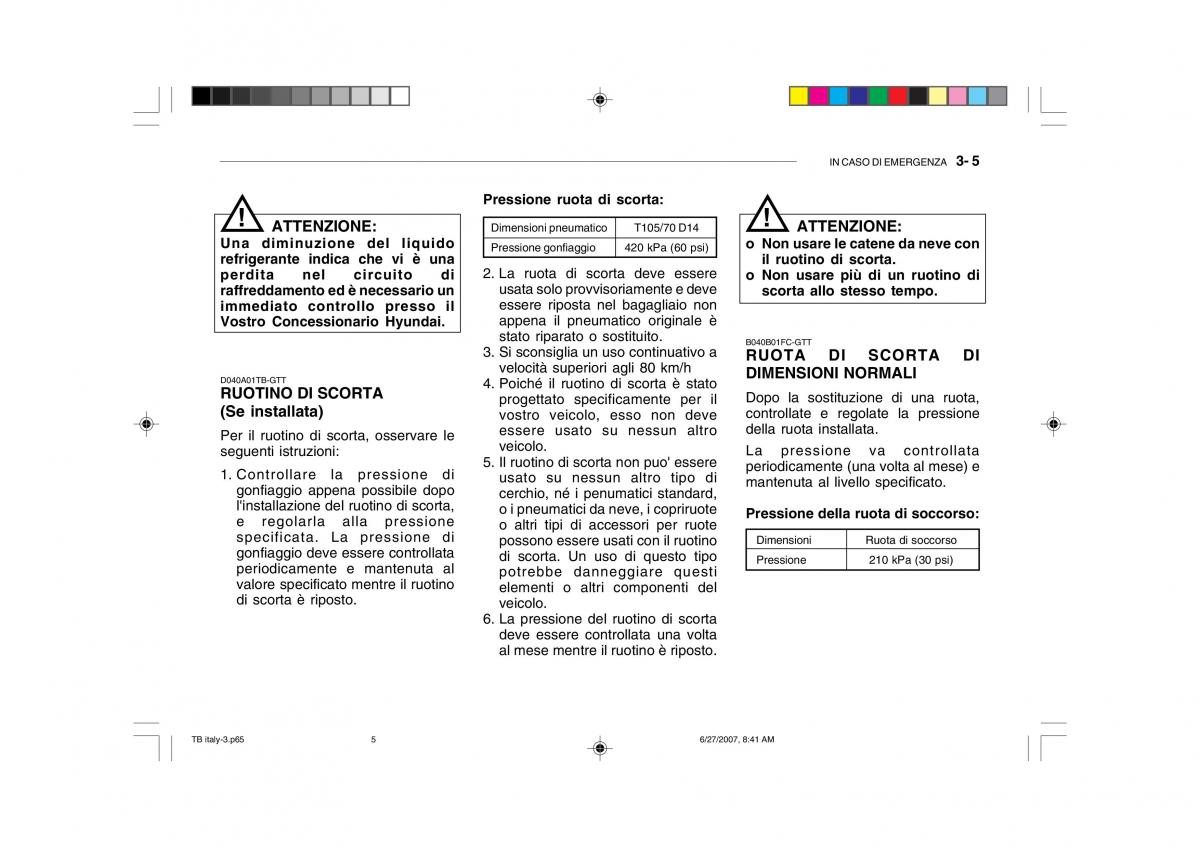 Hyundai Getz manuale del proprietario / page 138