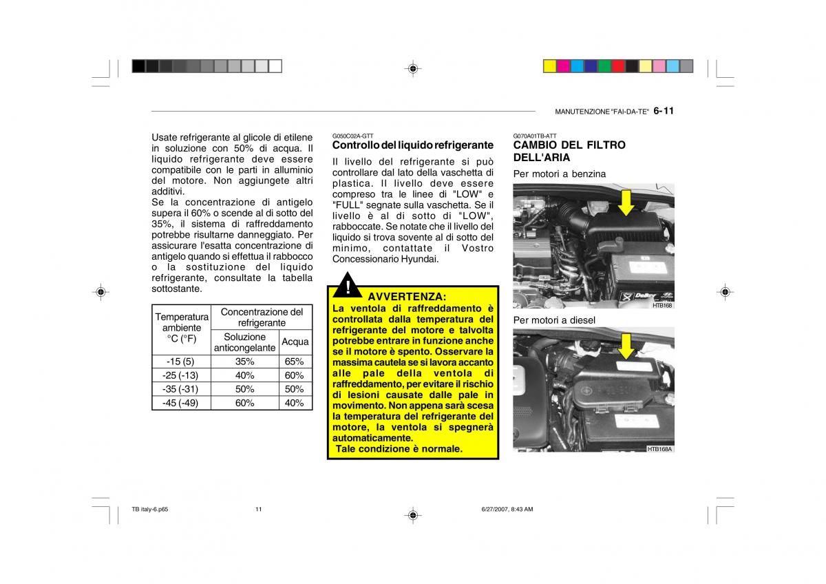 Hyundai Getz manuale del proprietario / page 174