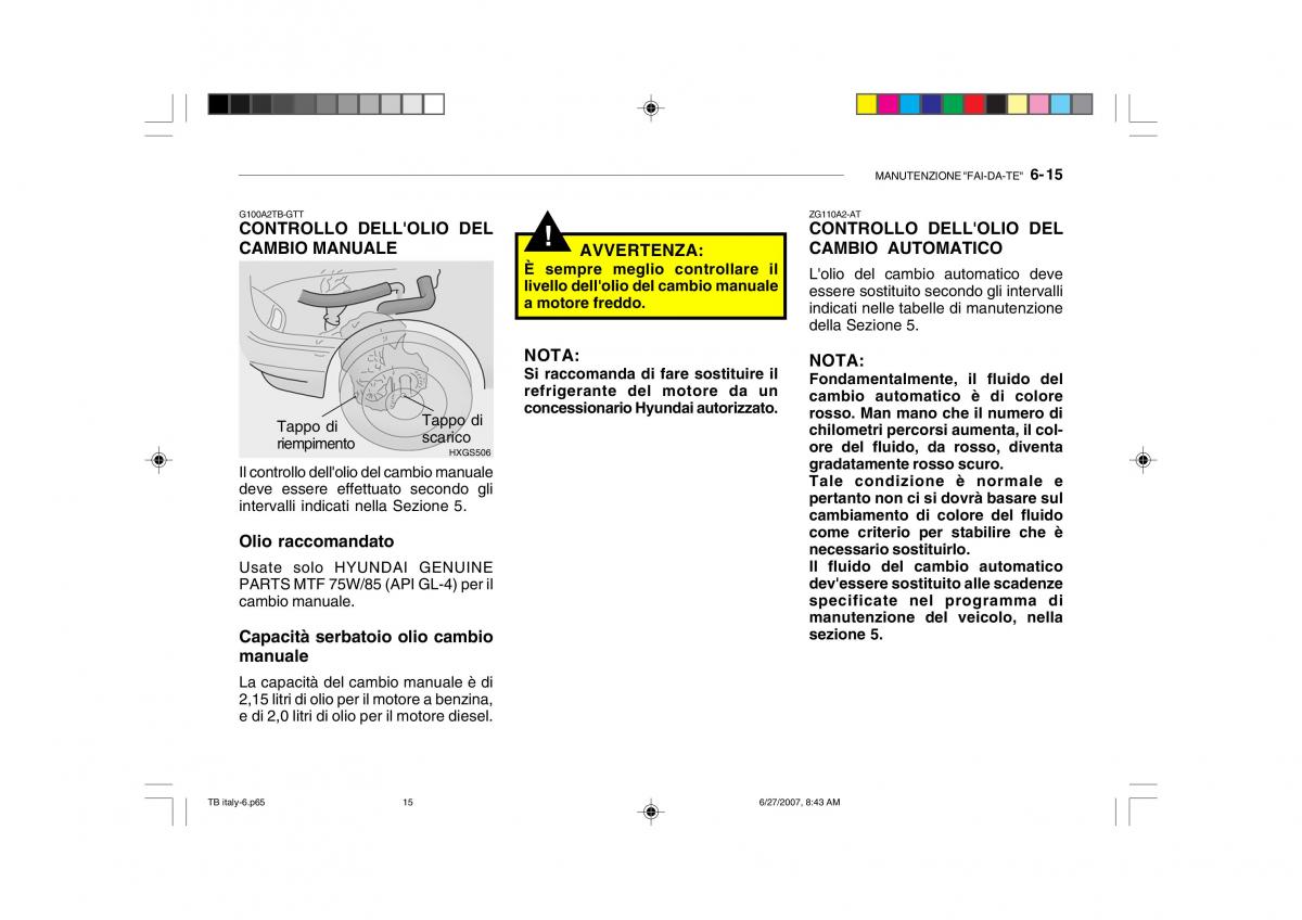 Hyundai Getz manuale del proprietario / page 178