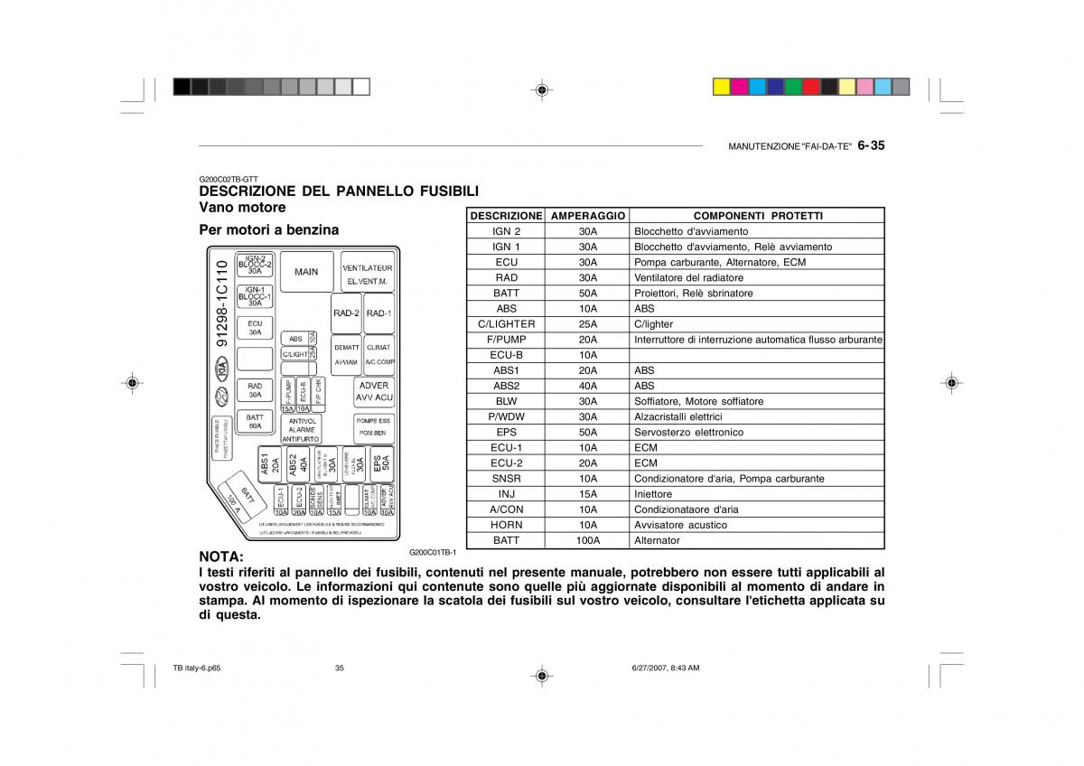 Hyundai Getz manuale del proprietario / page 198